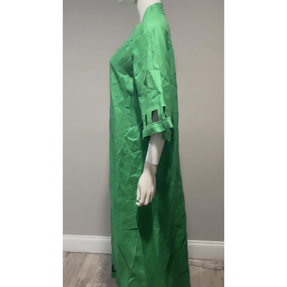 Women's Figue Adelaide Green Cut-Out Linen Midi Size L***. No belt - Picture 9 of 12